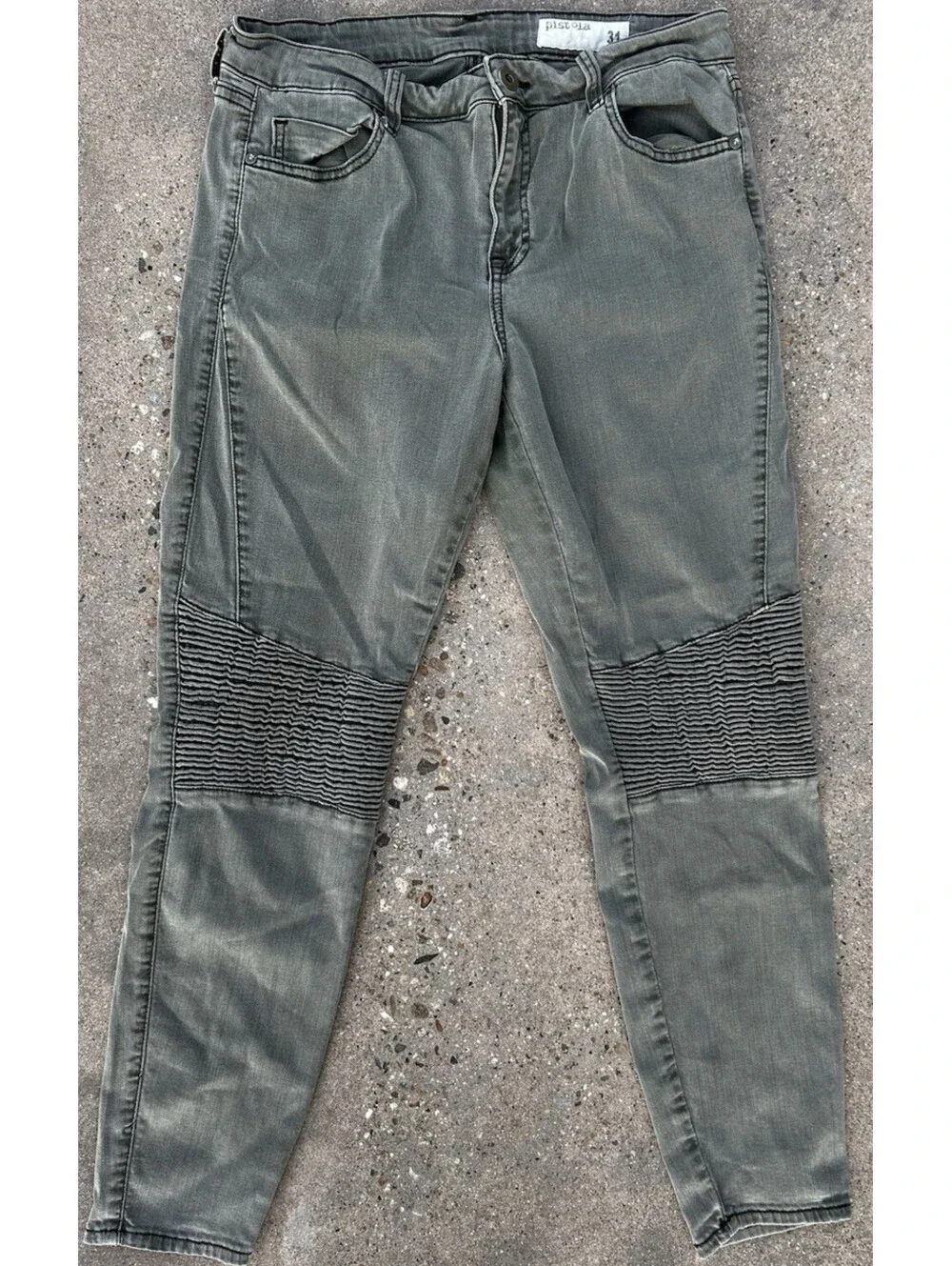 Pistola Womens Green Denim Slim Fit Dark Wash Jeans Size 31 Moto Pants Fast Gear